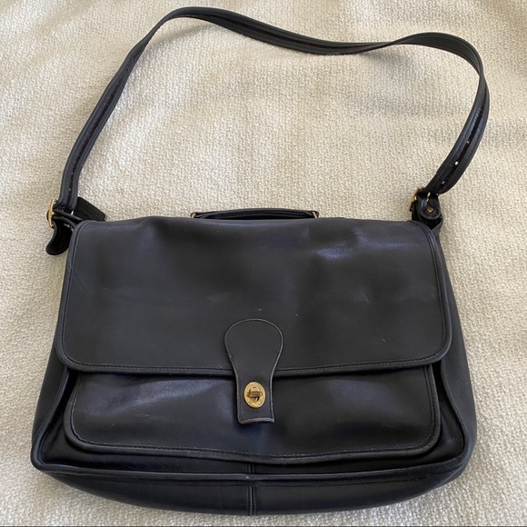 Vintage Coach Messenger Bag Black Leather - Picture 7 of 8